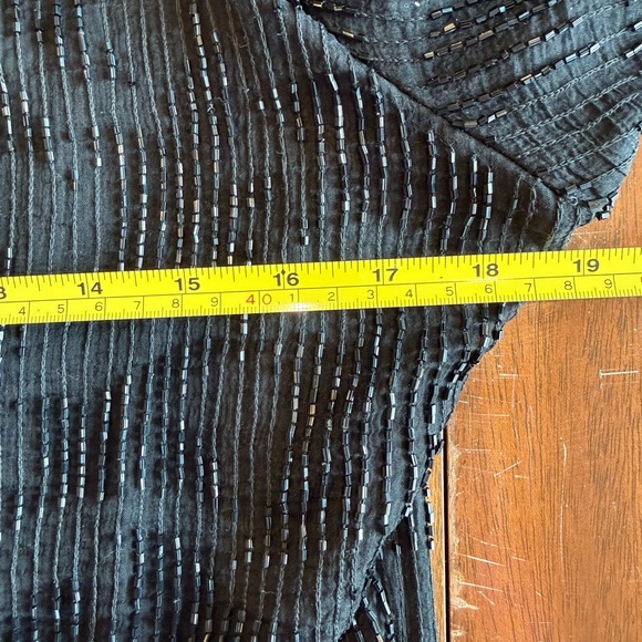 VTG Laurence Kazar Beaded Silk Top Black Sequin Evening Blouse Scalloped Size XL - Picture 9 of 10